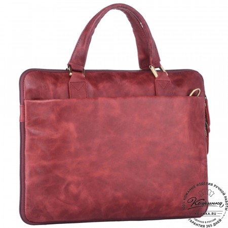 Кожаная деловая сумка "Ральф" (бордо антик) 